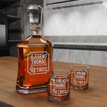 Personalized Decanter - "Legend Has Retired"