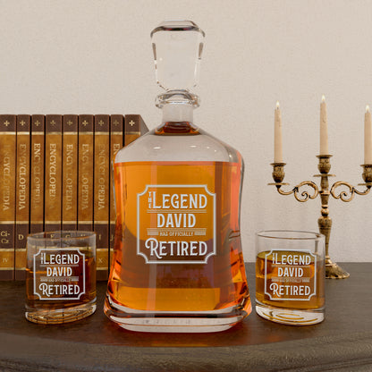 Personalized Decanter - "Legend Has Retired"