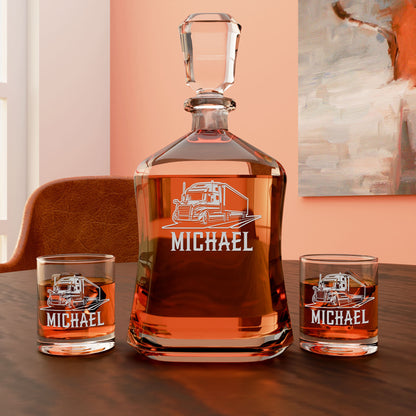 Personalized Decanter - "18 Wheeler"