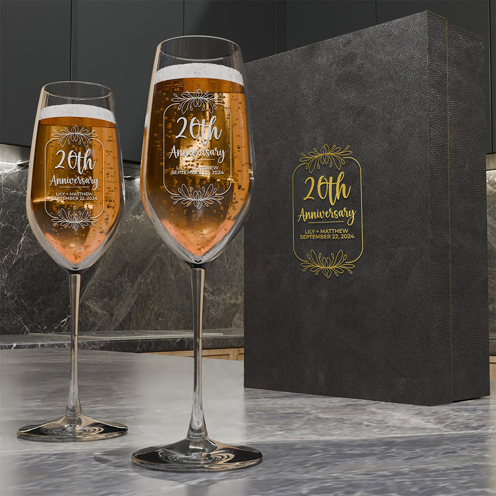 Personalized Champagne Flute Glass Set - 
