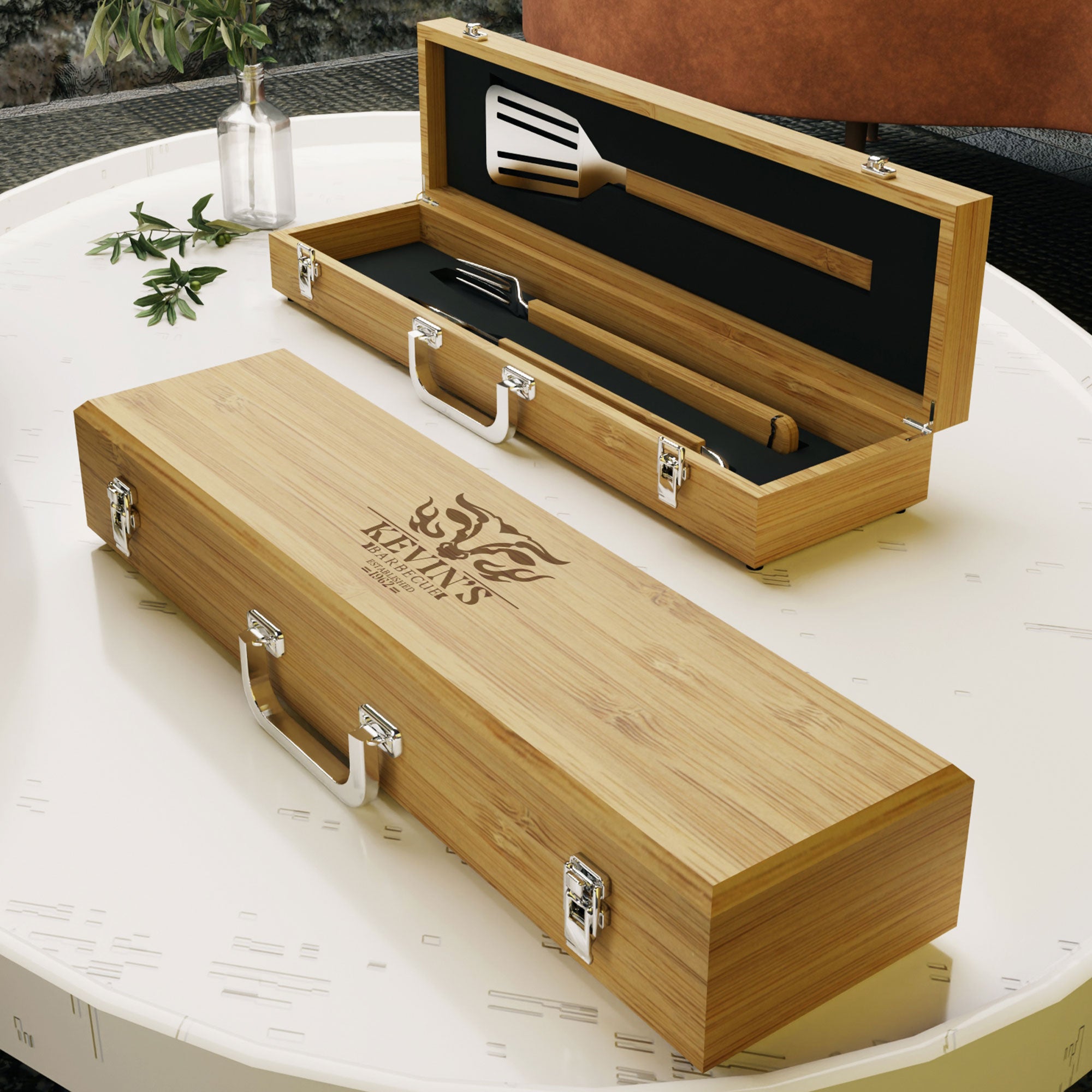 Custom Grilling Tools The Sizzle - Personalized BBQ Tool Set - BBQ Grilling Gifts for Men