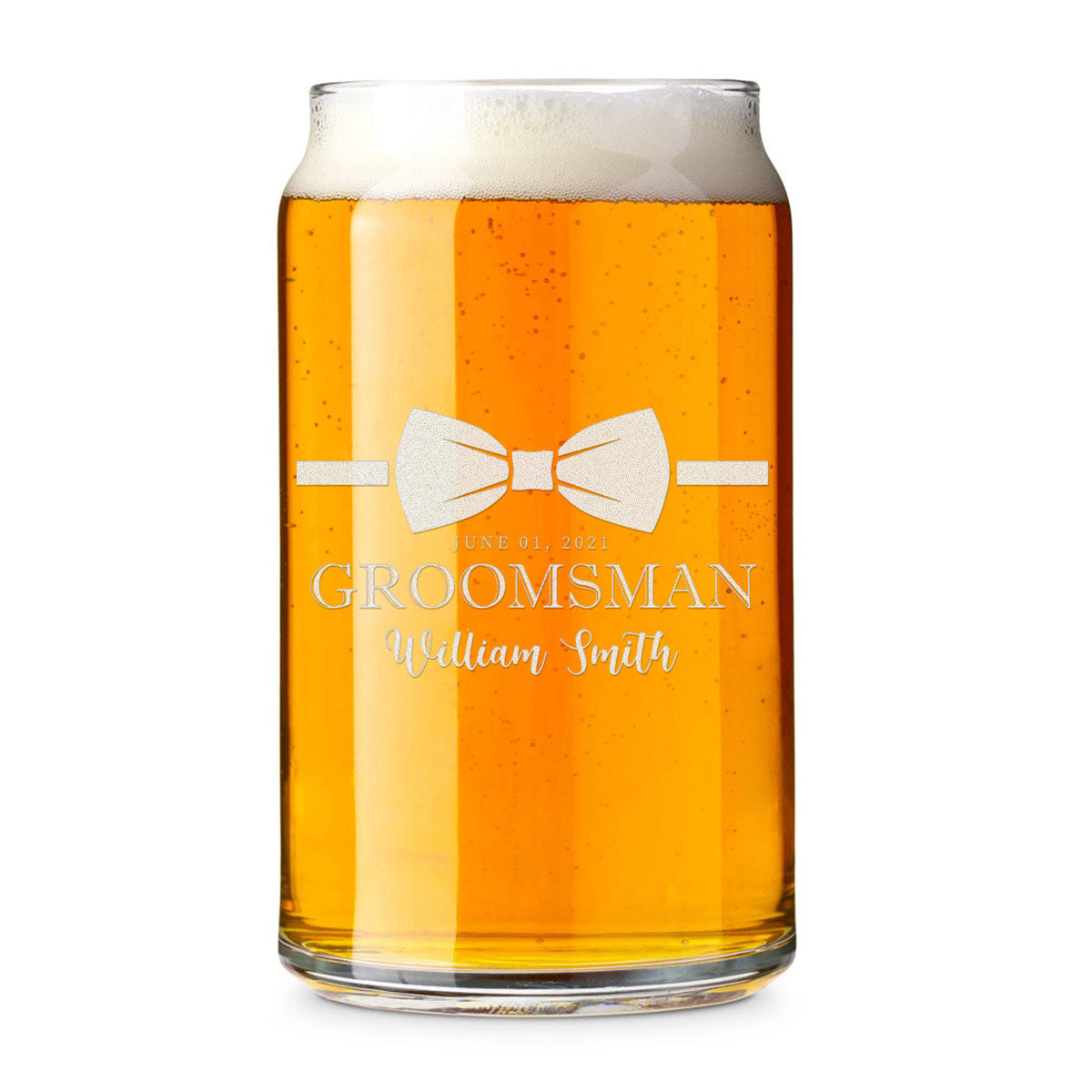 Personalized Beer Can Glass - "Groomsman Bowtie"