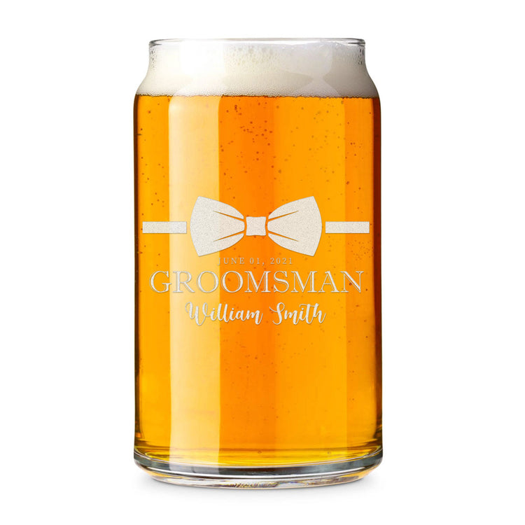 Personalized Beer Can Glass - "Groomsmen Bowtie"