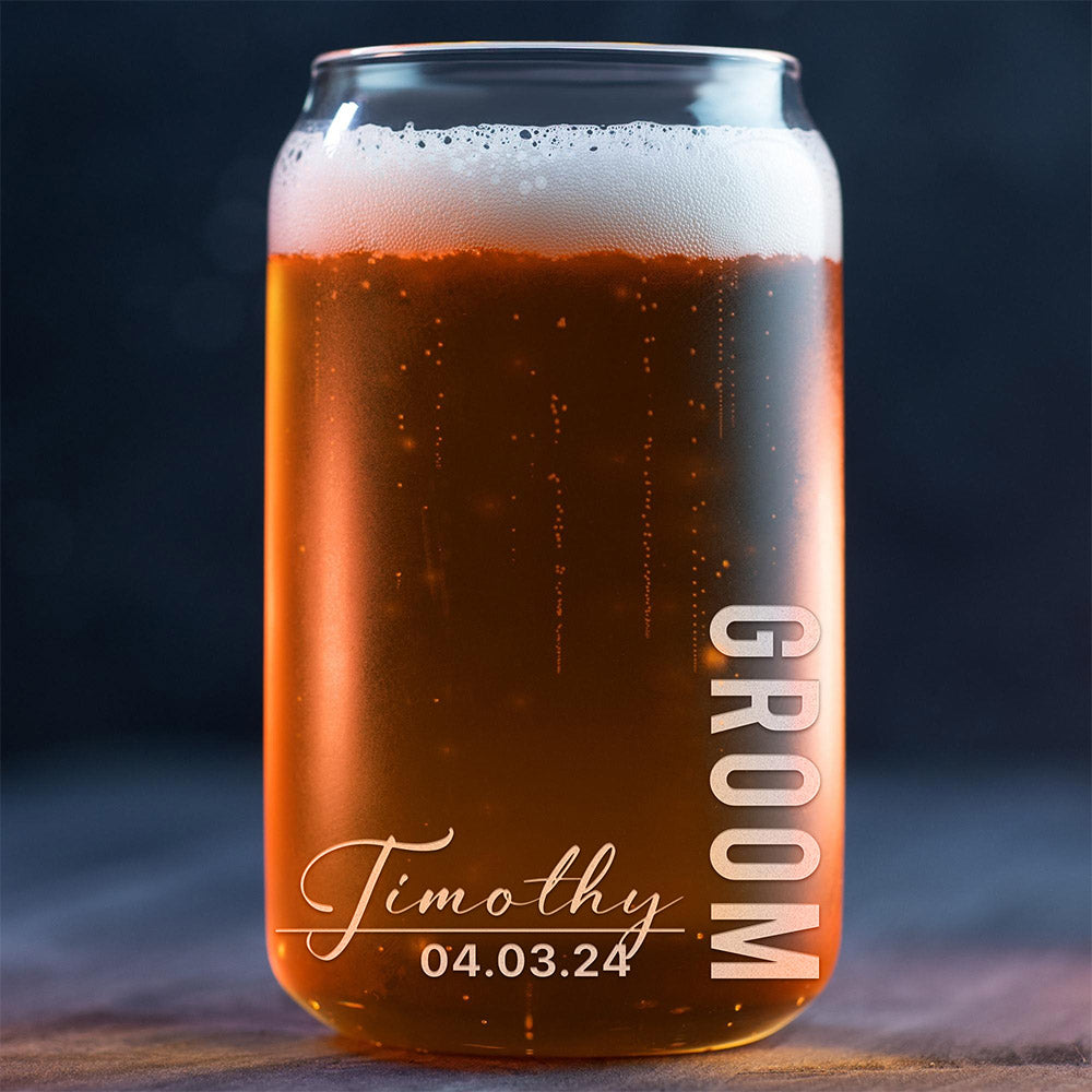 Personalized Beer Can Glass - "Signature Groomsman"