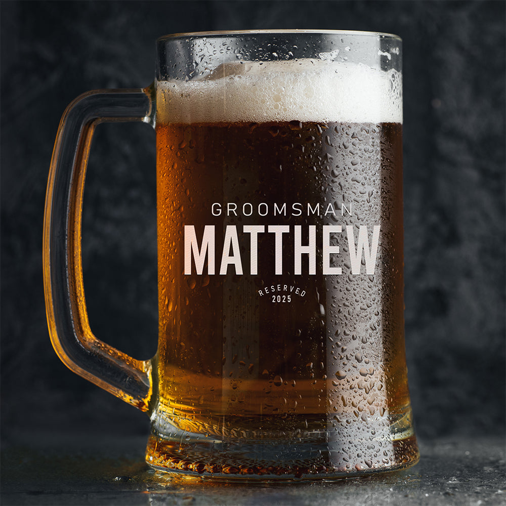 Personalized Beer Mug - "Groomsman Reserved"