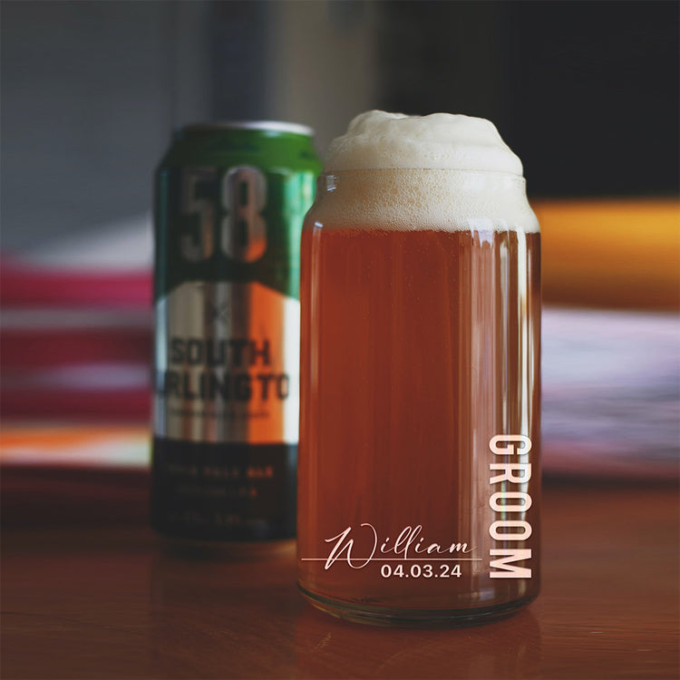 Personalized Beer Can Glass - "Signature Groomsman"
