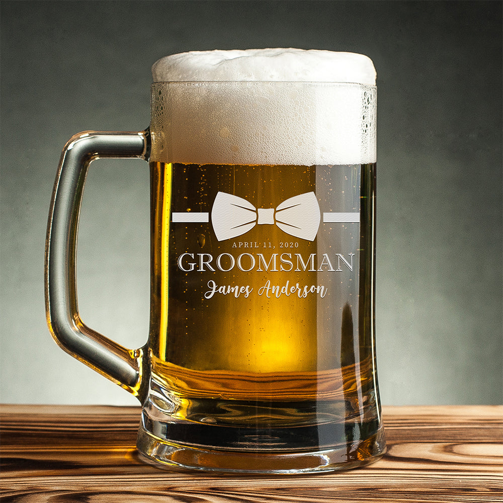 Personalized Beer Mug - "Groomsman Bowtie"