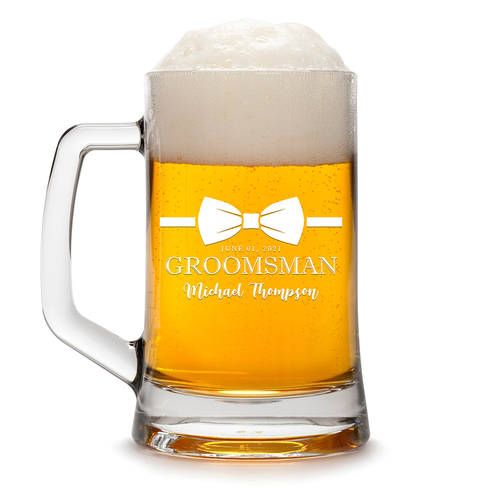 Personalized Beer Mug - "Groomsman Bowtie"