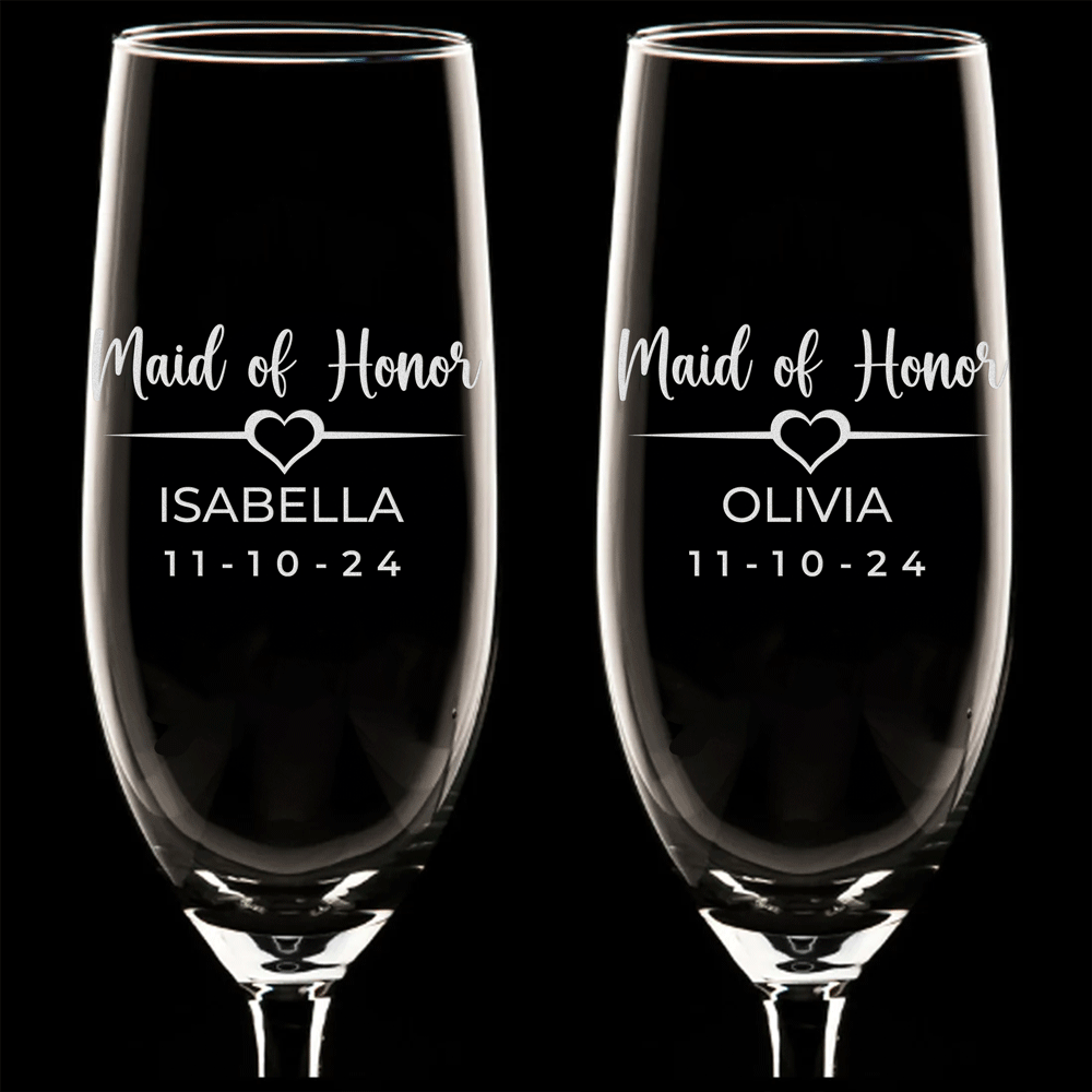 Personalized Champagne Flute - "Maid of Honor"