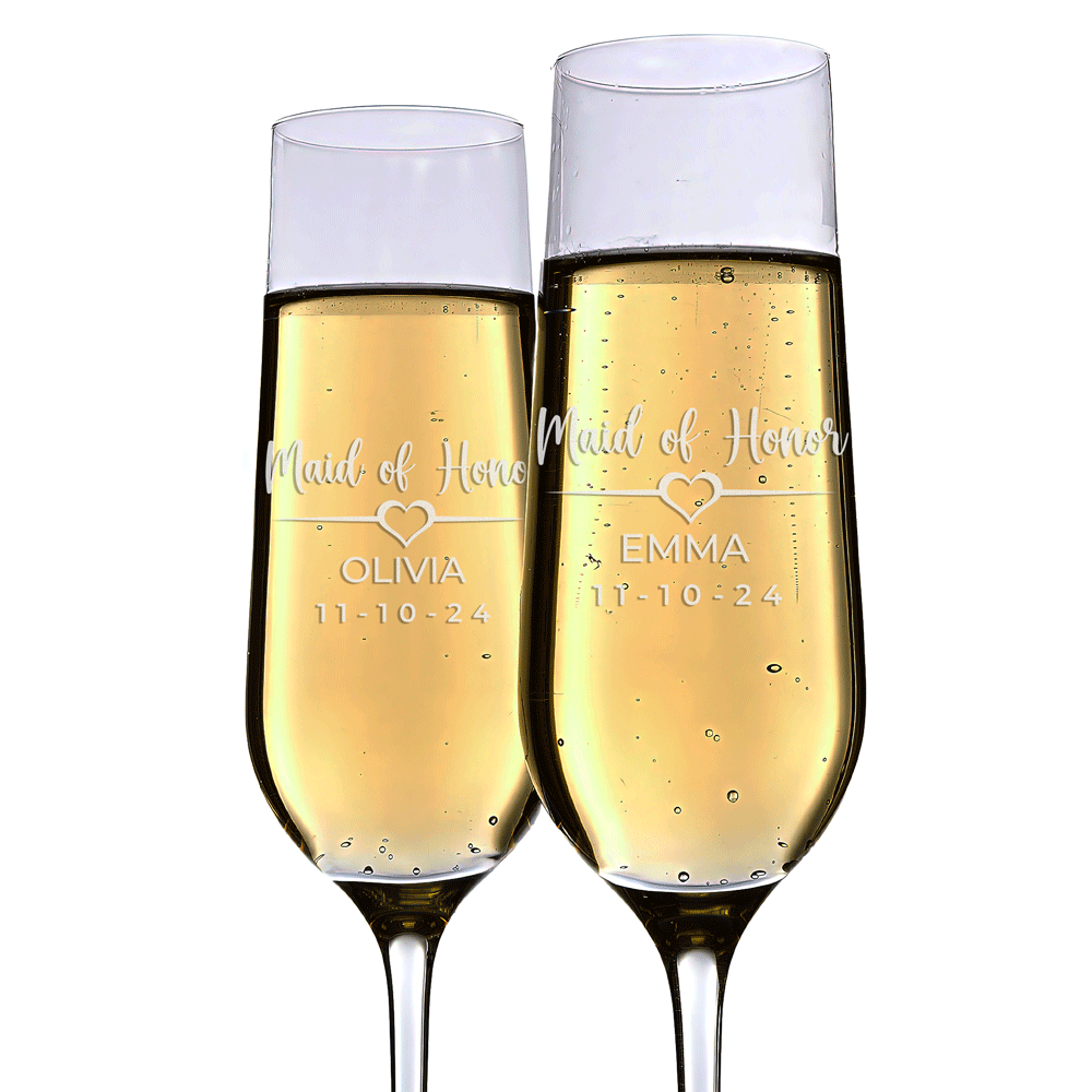 Personalized Champagne Flute - "Maid of Honor"