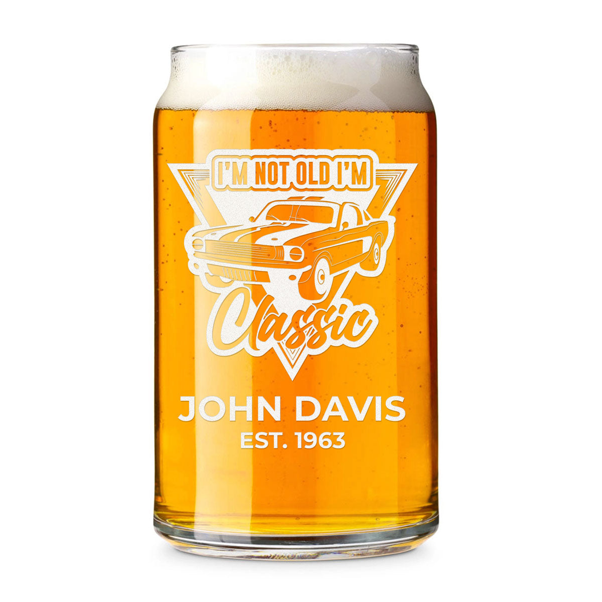 Personalized Beer Can Glass - "I'm Not Old I'm Classic"