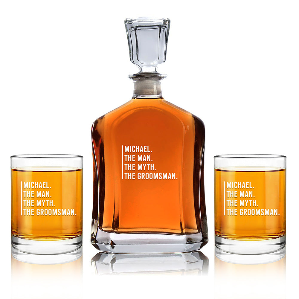 Carafe personnalisée - « L'homme, le mythe, le garçon d'honneur »