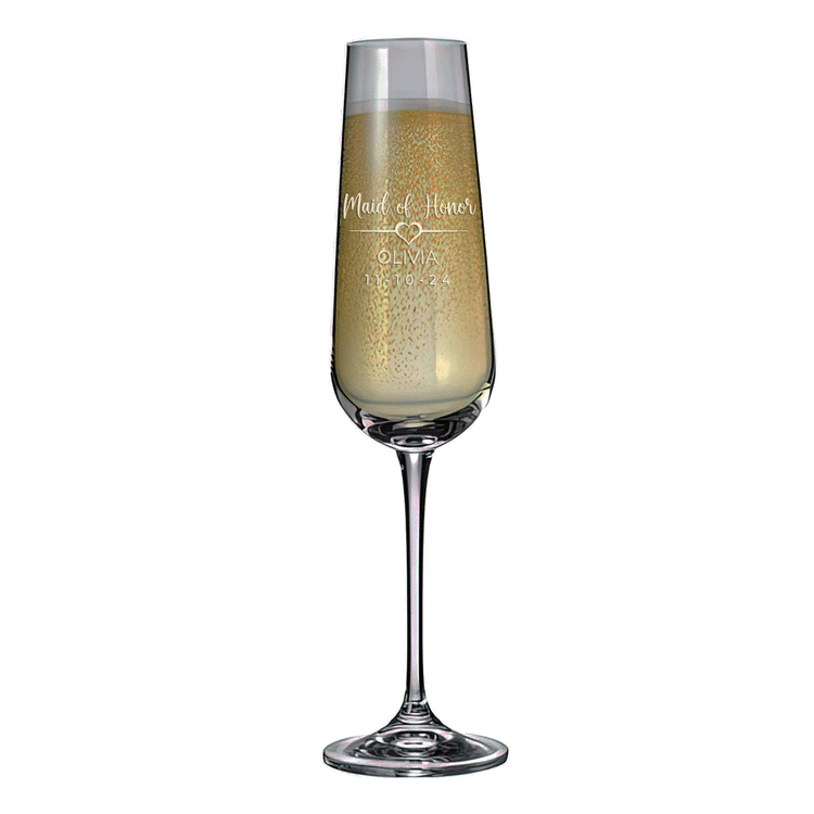 Personalized Champagne Flute - "Maid of Honor"