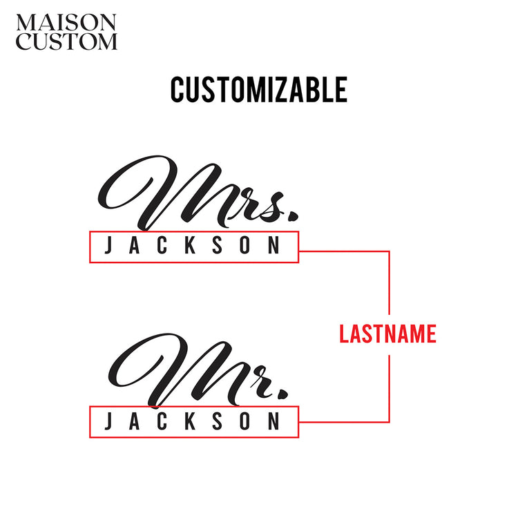 Personalized Champagne Flute Glass Set - "Mr & Mrs Vertical"