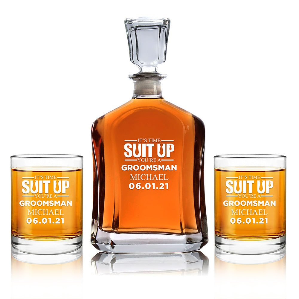 Personalized Decanter - "Suit Up Groomsman"