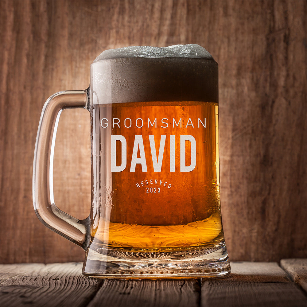 Personalized Beer Mug - "Groomsman Reserved"