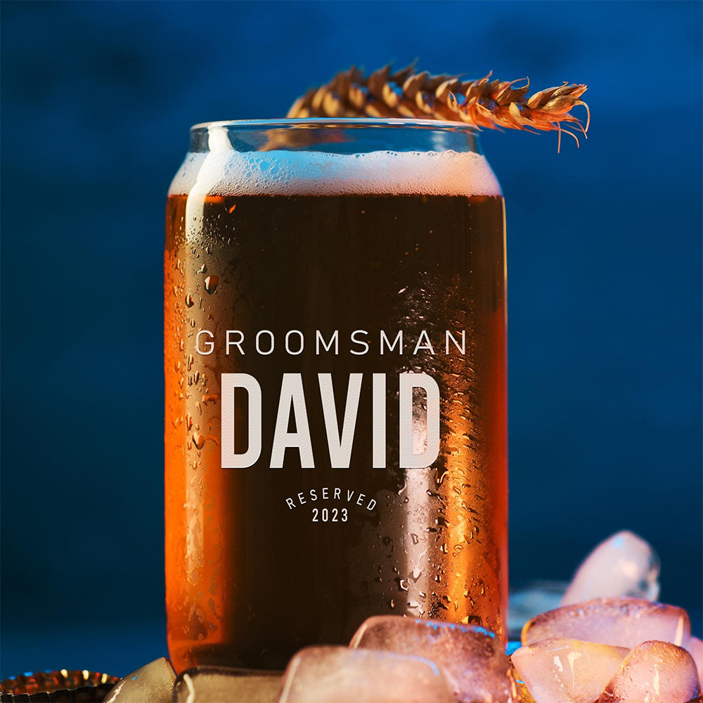 Personalized Beer Can Glass - "Groomsman Reserved"