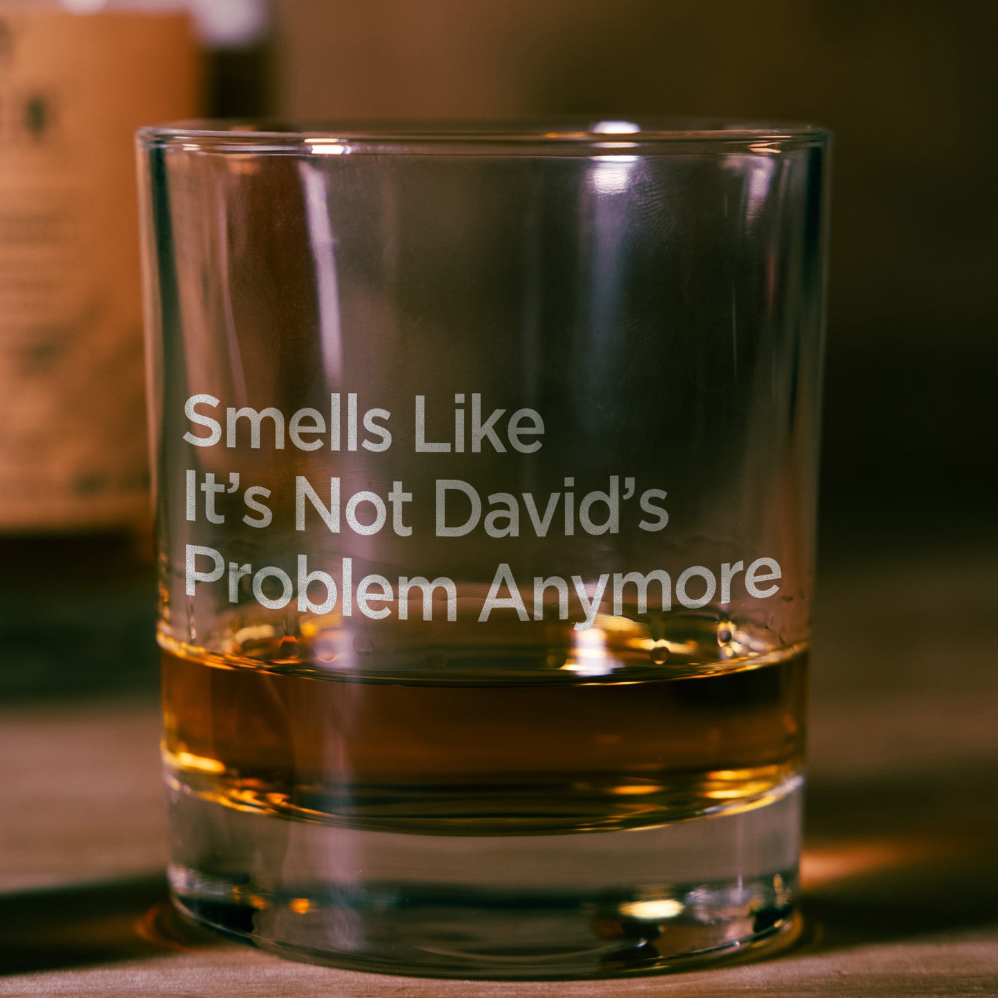 Personalized Whiskey Glass - "Smells Like It's Not My Problem"