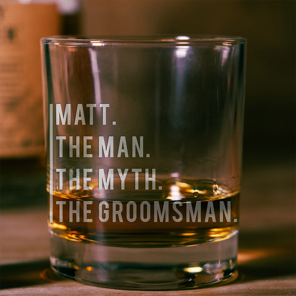 Personalized Whiskey Glass - "The Man, The Myth"