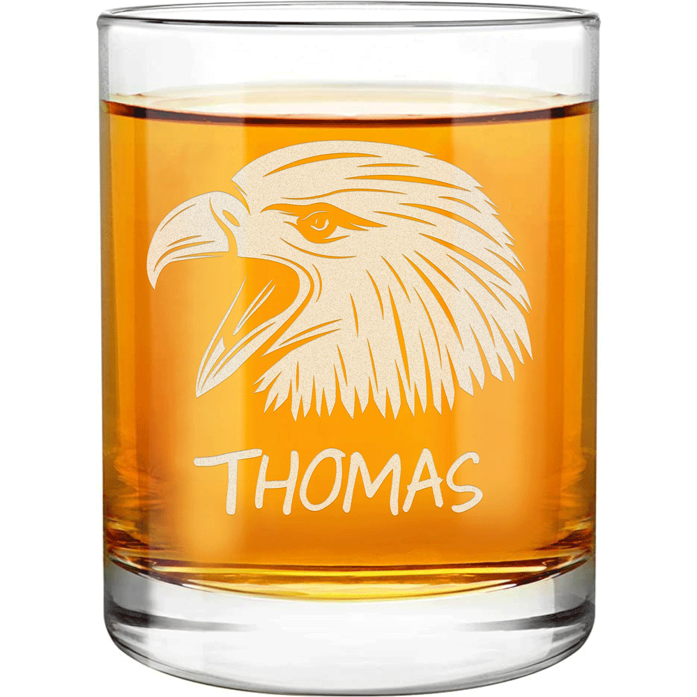 Personalized Whiskey Glass - "Eagle Head"