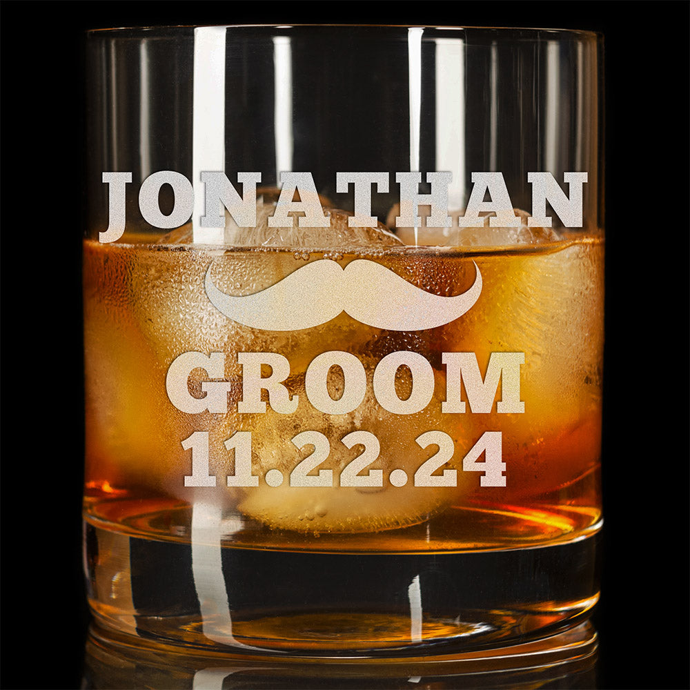 Personalized Whiskey Glass - "Moustache men"