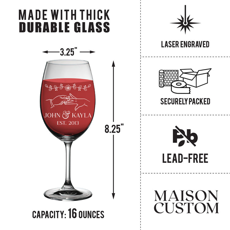 Personalized Wine Glass - "Tying the knot"
