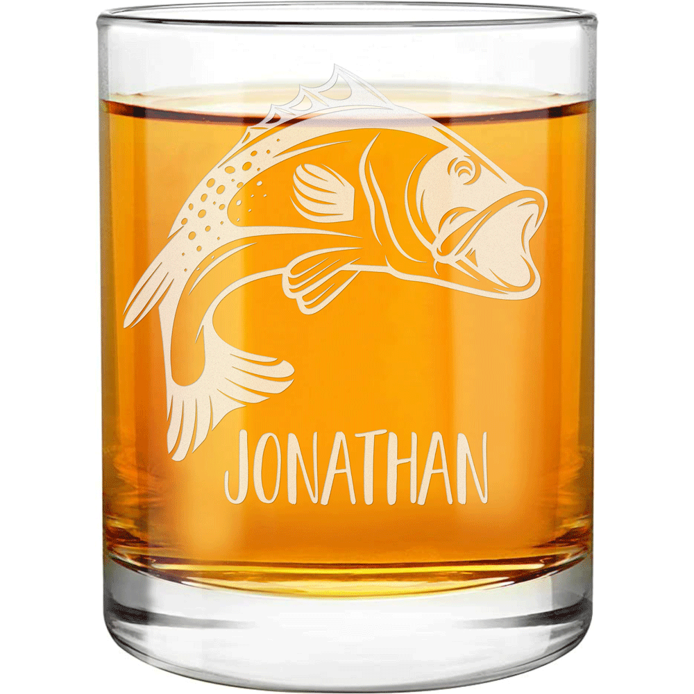 Personalized Whiskey Glass - "Large Mouth Bass"