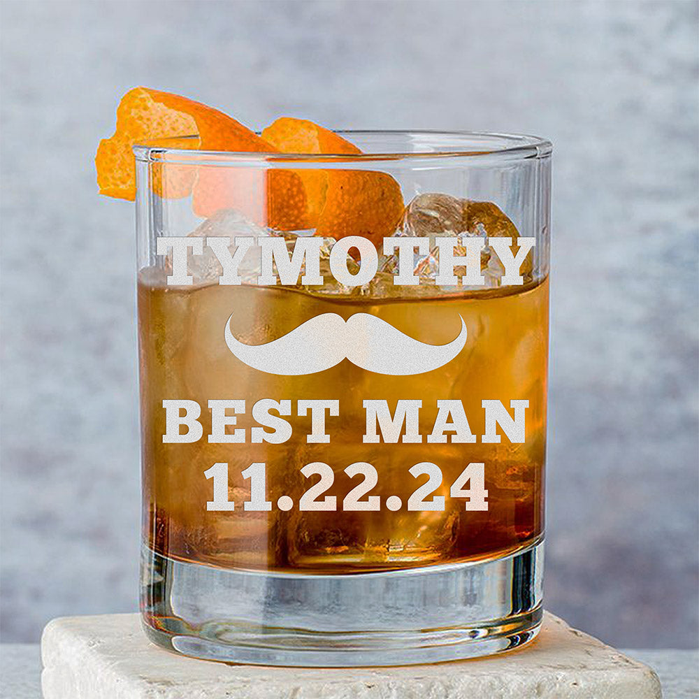 Personalized Whiskey Glass - "Moustache"