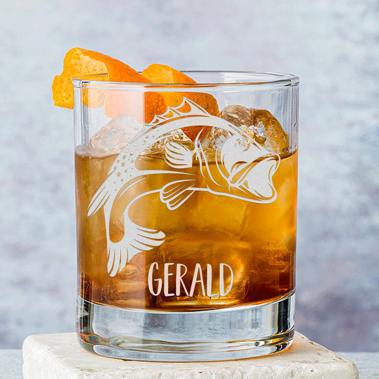 Personalized Whiskey Glass - "Large Mouth Bass"