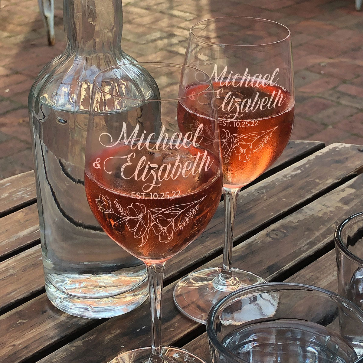 Personalized Wine Glass - "Floral Relationship Set"