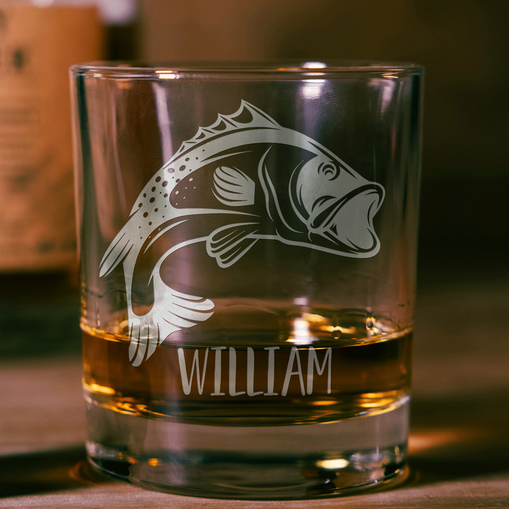 Personalized Whiskey Glass - "Large Mouth Bass"