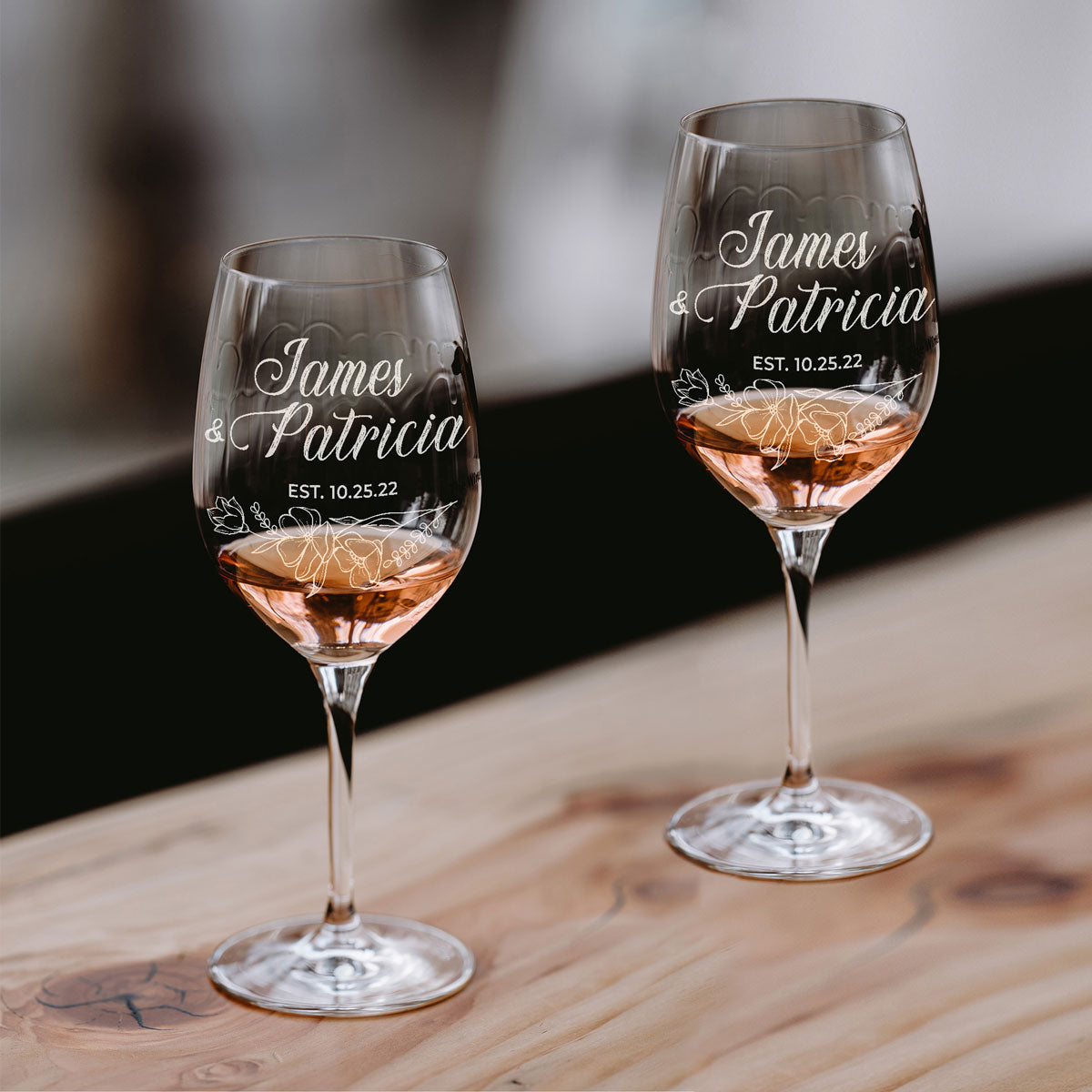 Personalized Wine Glass - "Floral Relationship Set"