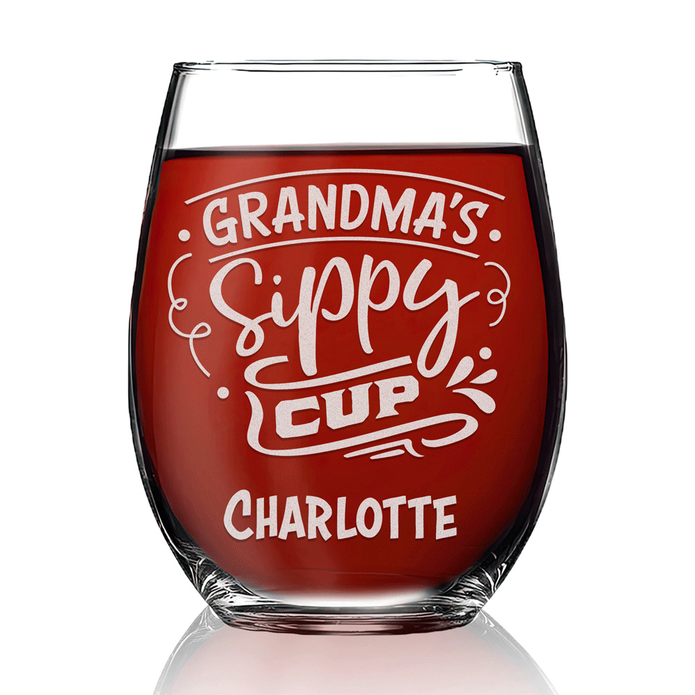 Personalized Stemless Wine Glass - "Grandma's Sippy Cup"