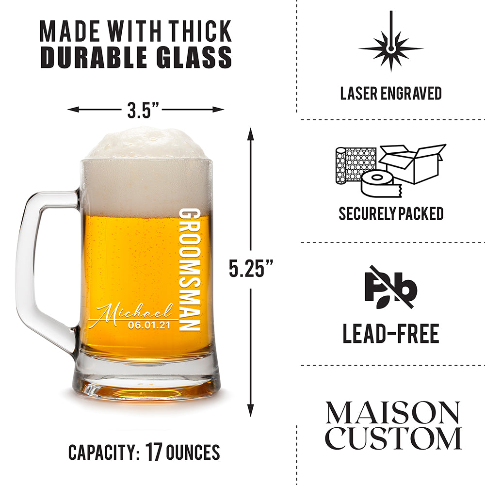 Personalized Beer Mug - "Signature Groomsman"