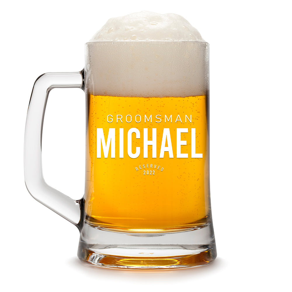 Personalized Beer Mug - "Groomsman Reserved"