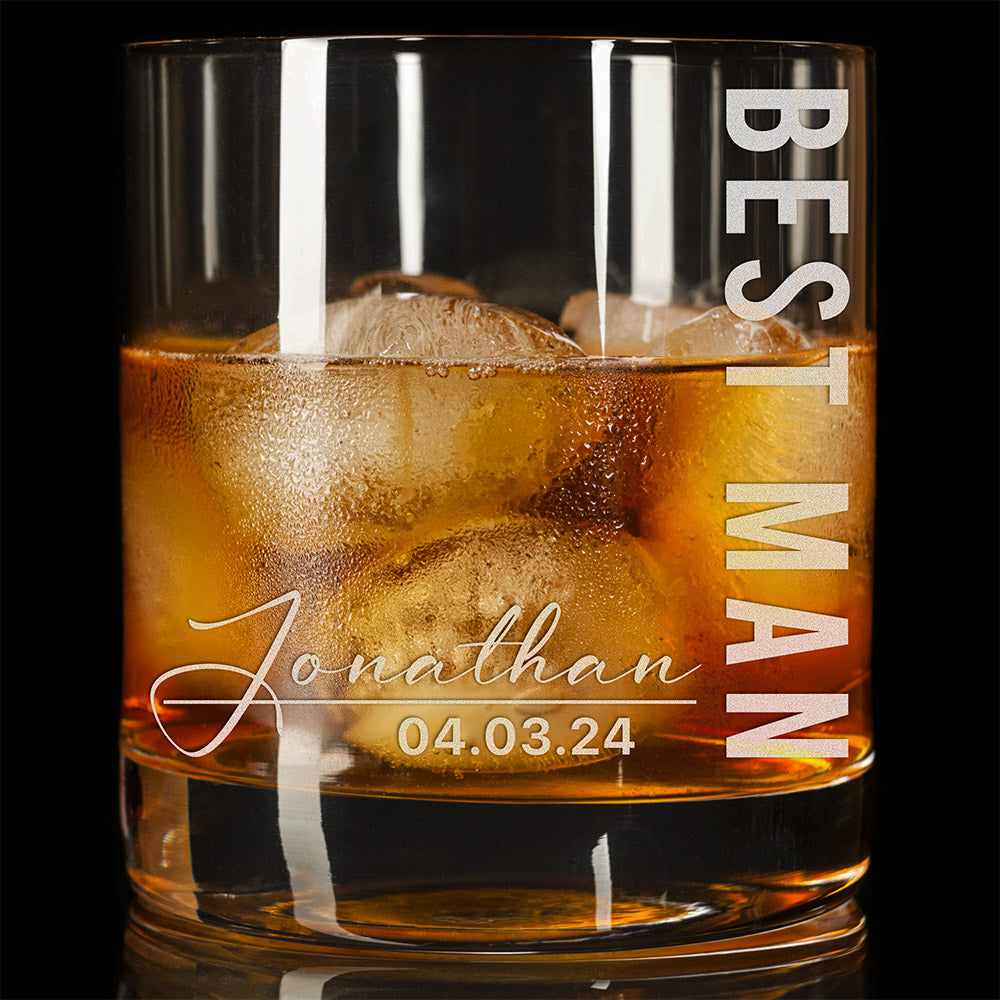 Personalized Whiskey Glass - "Signature Groomsman"