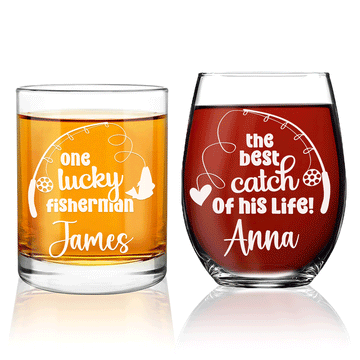 Personalized Whiskey and Wine Glass Set - 