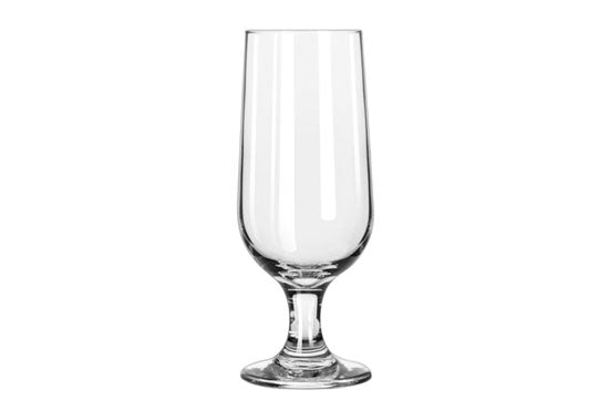 Logo branded footed beer glass for bars, breweries and restaurants