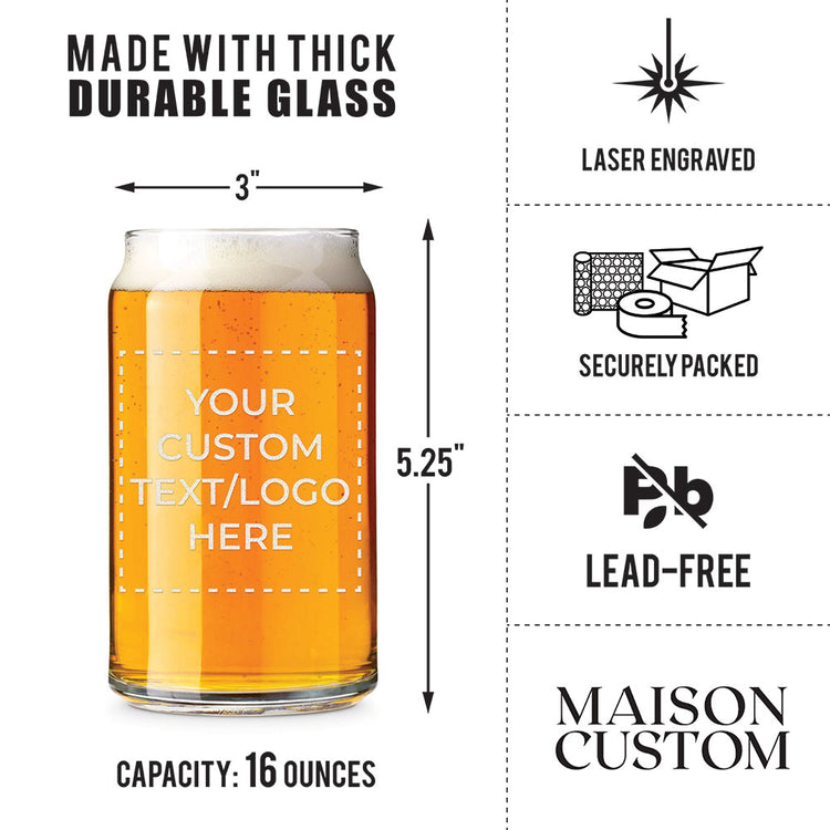 Custom Logo Engraved Beer Can Glass