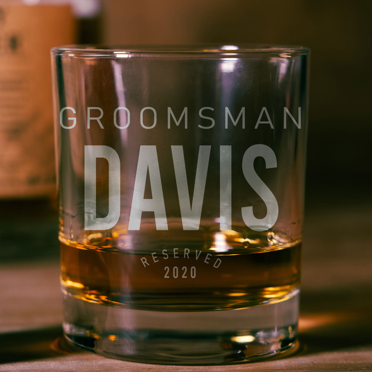 Personalized Whiskey Glass - "Groomsman Reserved"