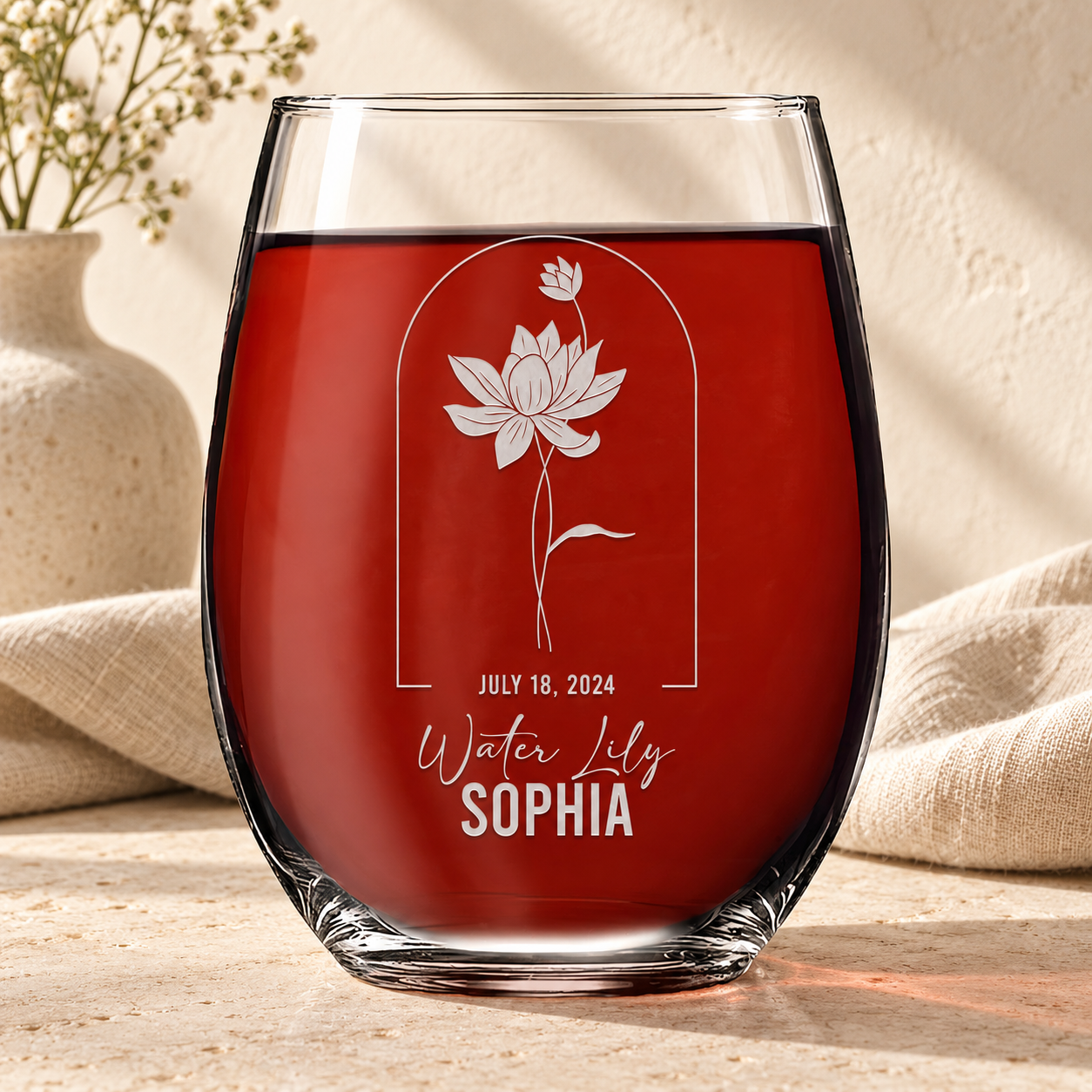 Verre à vin sans pied personnalisé - "La Reine"