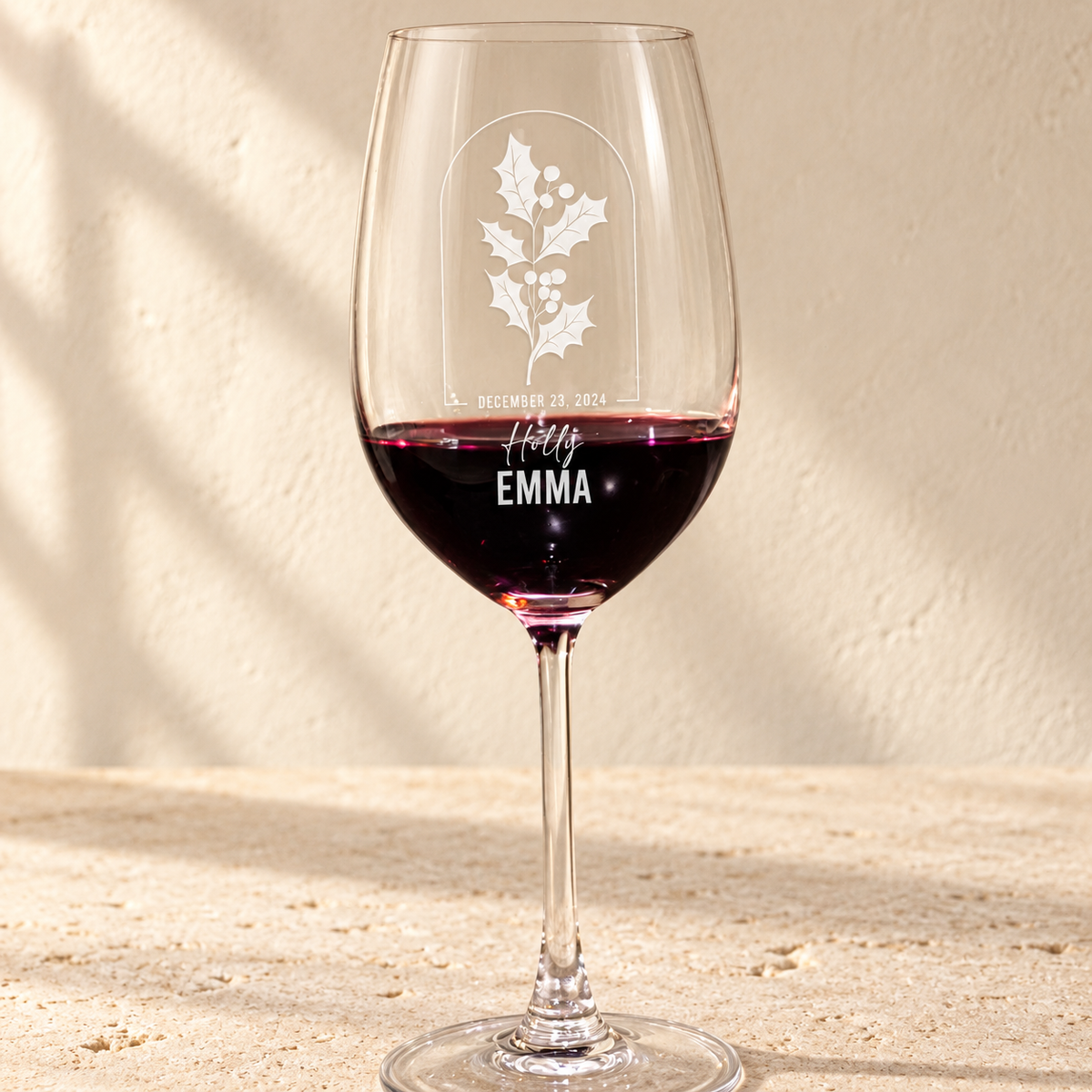 Personalized Wine Glass - Birth Flowers - "Holly December"