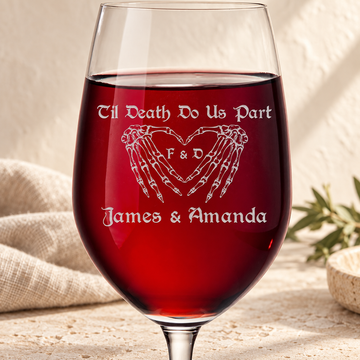 Personalized Wine Glass - "Goth Skeleton Hands"