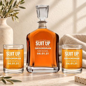 Personalized Decanter - "Suit Up Groomsman"