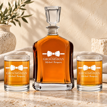Personalized Decanter - "Groomsman Bowtie" — editorial product photograph