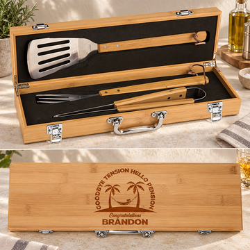 The Sizzle BBQ Box Set - "Goodbye Tension Hello Pension" — editorial product photograph