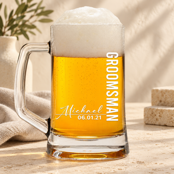 Personalized Beer Mug - "Signature Groomsman" — editorial product photograph