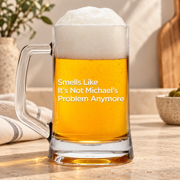 Personalized Beer Mug - "Smells Like It's Not My Problem" — editorial product photograph