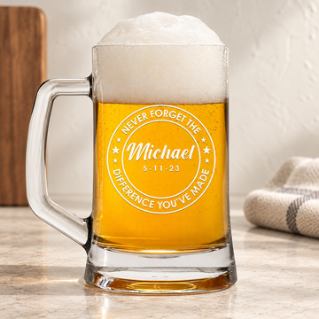 Personalized Beer Mug - "Never Forget The Difference You've Made" — editorial product photograph