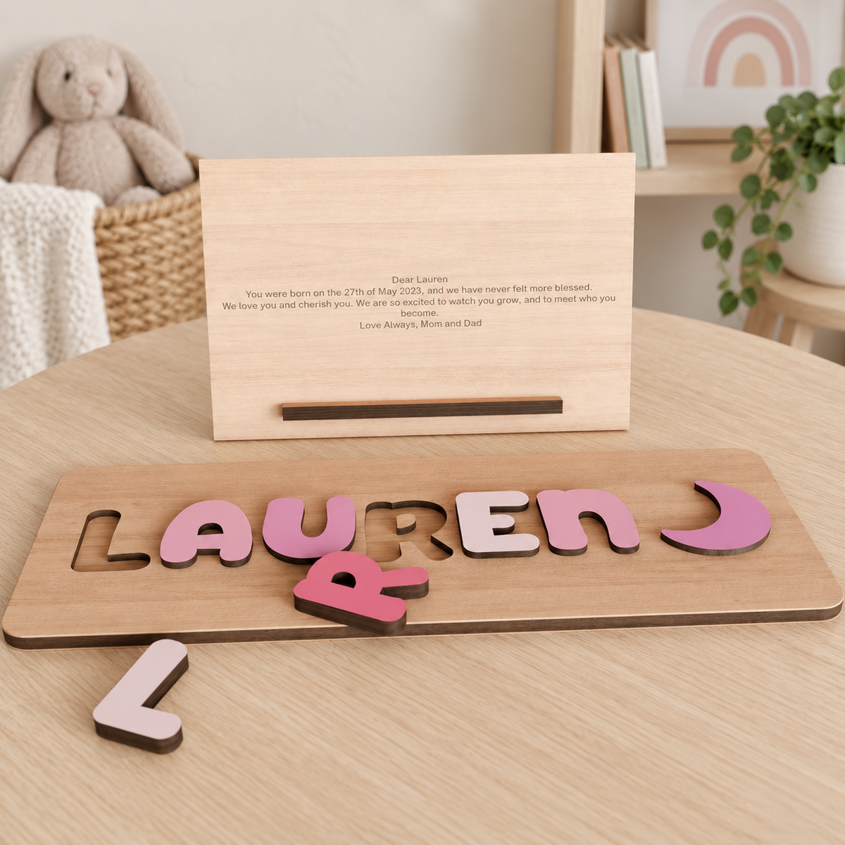 Personalized Wooden Name Puzzle - "Baby Toy" — editorial product photograph